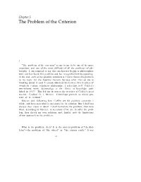 The Problem of the Criterion