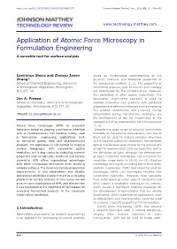 Application of Atomic Force Microscopy in Formulation Engineering a Versatile Tool for Surface Analysis