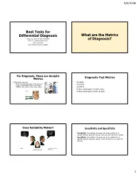 Best Tests for Differential Diagnosis What Are the Metrics of Diagnosis?