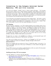 Connecting to the Rutgers Astrolab Server Remotely: VNC and File Transfer