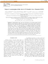 Origin of a Metamorphosed Lithic Clast in CM Chondrite Grove Mountains 021536