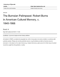 Robert Burns in American Cultural Memory, C. 1840-1866