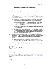 AG BARR/Britvic Merger Inquiry Final Report: Appendices and Glossary