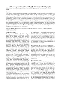 Data Management in Systems Biology I