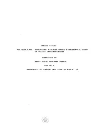 Multicultural Education: a School-Based Ethnographic Study of Policy Implementation