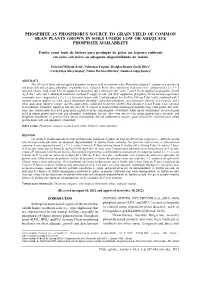 Phosphite As Phosphorus Source to Grain Yield Of