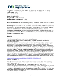 Topic: Environmental Field Evaluation of Potassium Acetate (TRIG NS 526)