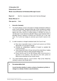 10 December 2014 Extraordinary Council Whole Council Elections For