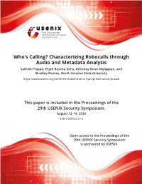 Characterizing Robocalls Through Audio and Metadata Analysis