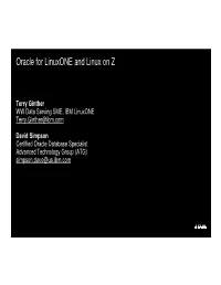 Oracle for Linuxone and Linux on Z
