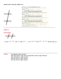 Theorems About Parallel Lines