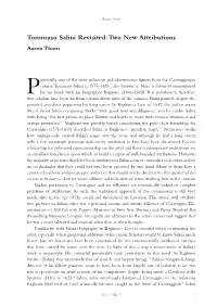 Tommaso Salini Revisited: Two New Attributions Aaron Thom