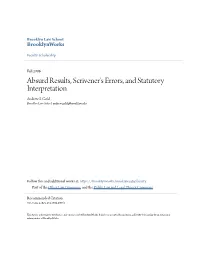 Absurd Results, Scrivener's Errors, and Statutory Interpretation Andrew S