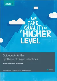 Guidebook for the Synthesis of Oligonucleotides Product Guide 2015/16