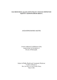 Has Resource Allocation Policy Change Improved Equity? Lessons from Ghana