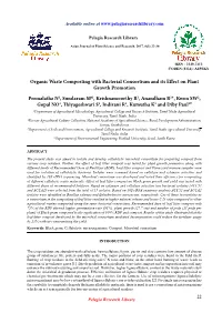 Organic Waste Composting with Bacterial Consortium and Its Effect on Plant Growth Promotion