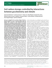 Soil Carbon Storage Controlled by Interactions Between Geochemistry and Climate