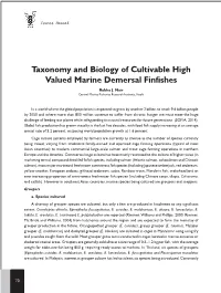 Taxonomy and Biology of Cultivable High Valued Marine Demersal Finfishes Rekha J