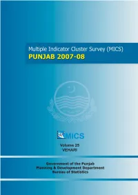 VEHARI Multiple Indicator Cluster Survey (MICS) Punjab 2007-08