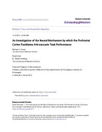 An Investigation of the Neural Mechanism by Which the Prefrontal Cortex Facilitates Anti-Saccade Task Performance