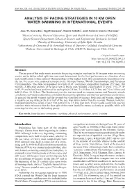 Analysis of Pacing Strategies in 10 Km Open Water Swimming in International Events