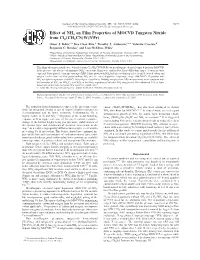 Effect of NH3 on Film Properties of MOCVD Tungsten Nitride from Cl4