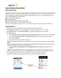 Sprint Mobile Email Work Quick Start Guide