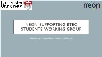 Supporting Btec Students’ Working Group