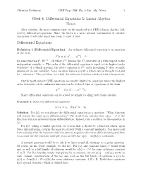 Week 4: Differential Equations & Linear Algebra Notes