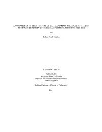 A Comparison of the Stucture of Elite and Mass Political Attitudes: the Dimensionality of American Political Thinking, 1980-2004