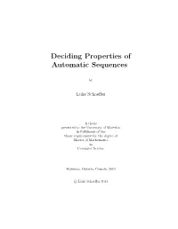 Deciding Properties of Automatic Sequences