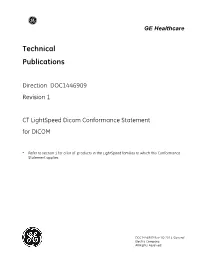Direction DOC1446909 Revision 1 CT Lightspeed Dicom Conformance Statement for DICOM