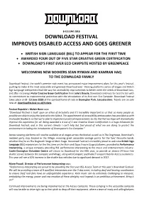 Download Festival Improves Disabled Access and Goes Greener