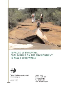 Impacts of Longwall Coal Mining on the Environment in New South Wales