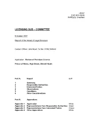 Licensing Sub – Committee
