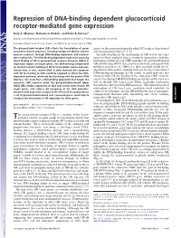 Repression of DNA-Binding Dependent Glucocorticoid Receptor-Mediated Gene Expression