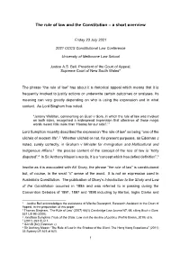 The Rule of Law and the Constitution – a Short Overview