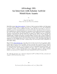 Africology 101: an Interview with Scholar Activist Molefi Kete Asante
