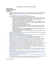 COVID-19 Issues Tracker & Top-Tier Coverage NEWS UPDATES