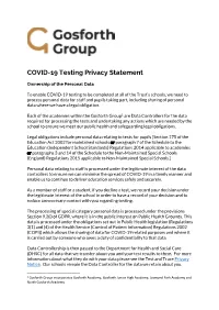 COVID-19 Testing Privacy Statement