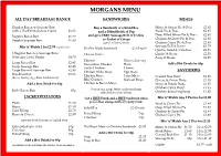 Morgans Menu