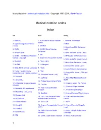 Musical Notation Codes Index