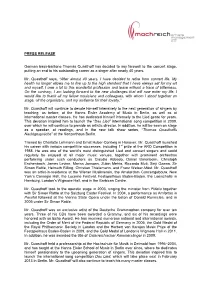 Press Release THOMAS QUASTHOFF