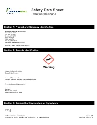 Safety Data Sheet Tetrafluoromethane