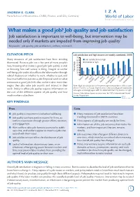 What Makes a Good Job? Job Quality and Job Satisfaction