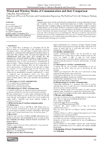 Wired and Wireless Modes of Communication and Their Comparison