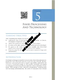 Food Processing and Technology