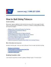 How to Quit Using Tobacco Guide to Quitting