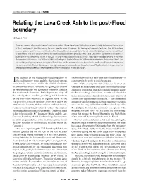 Relating the Lava Creek Ash to the Post-Flood Boundary