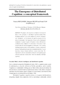 The Emergence of Distributed Cognition: a Conceptual Framework